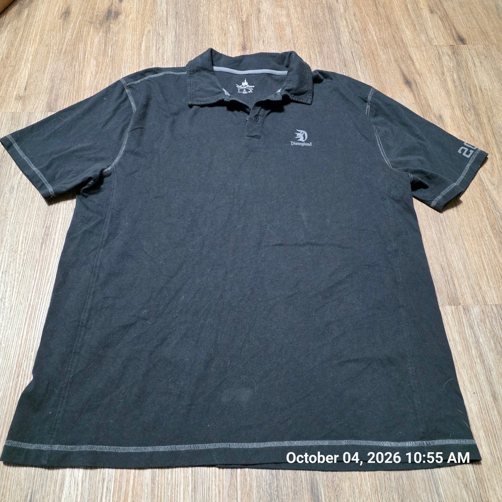 Disney Parks Disneyland 2017 Black Polo Shirt Mens Large Embroidered Logo D L